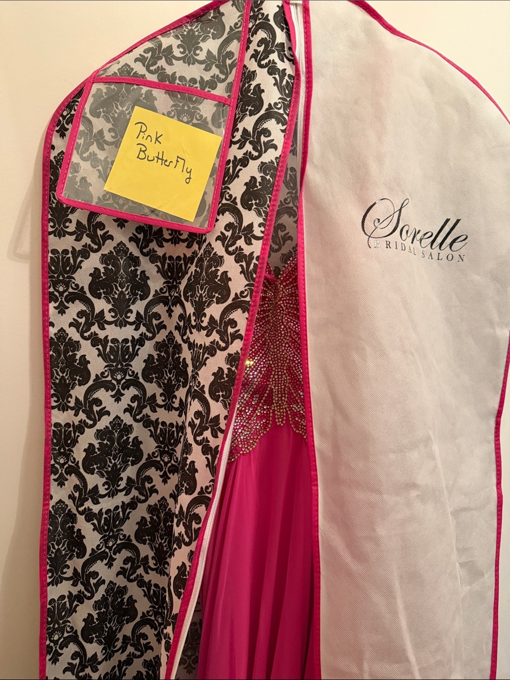 Jovani Hot Pink Beaded Spaghetti-Strap Pageant Prom Gown - Picture 6 of 7